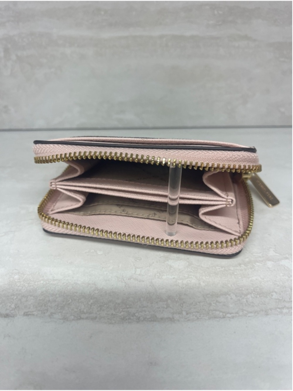 Michael Kors Small Zip Around Card Case Brown Logo Powder Blush - Picture 4 of 4